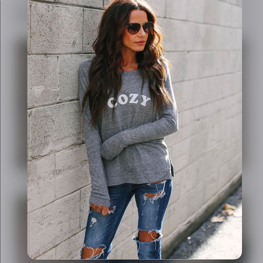 COZY COTTON BLEND LONG SLEEVE TOP